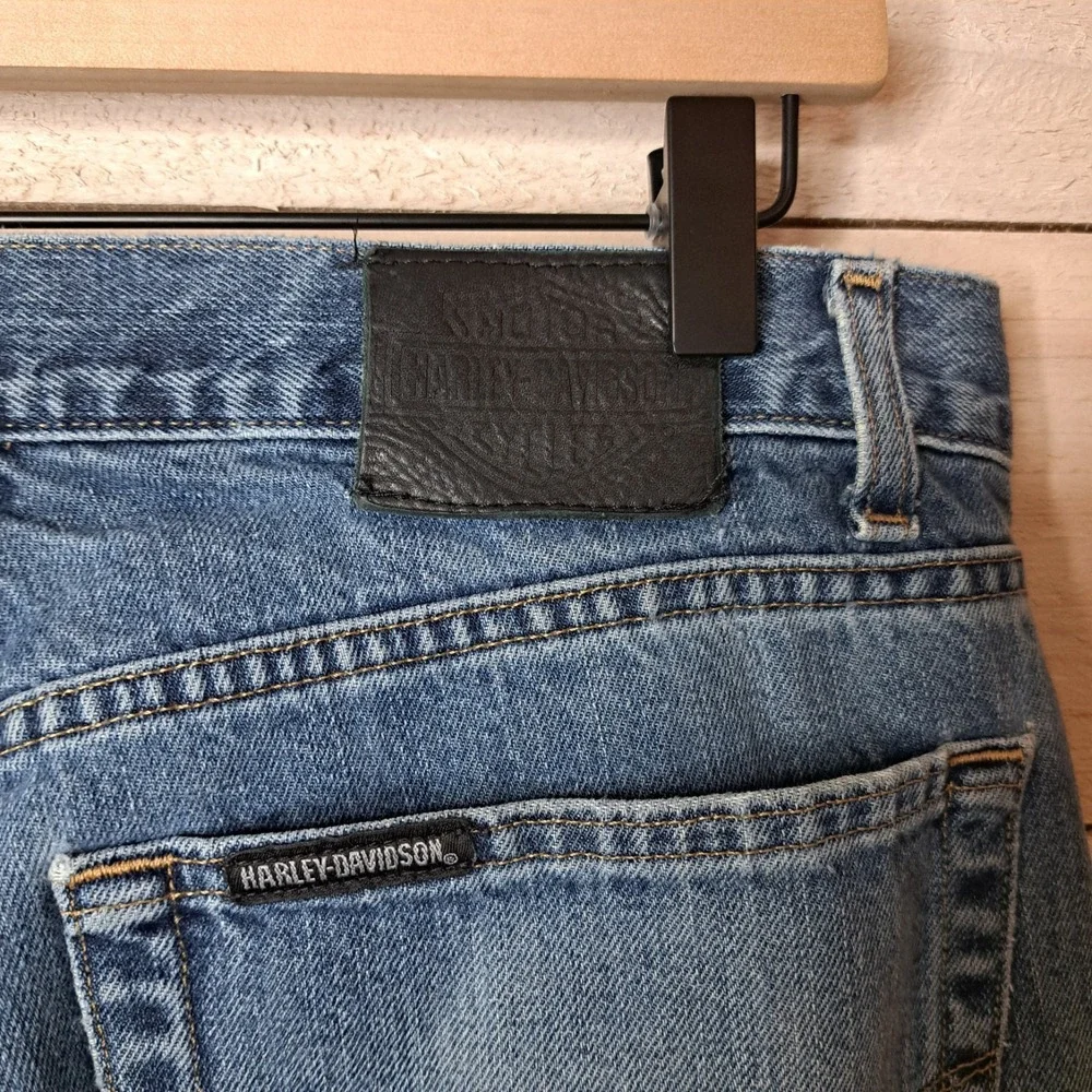 Bikercore Thrashed‎ Harley Davidson Jeans Men's 36x34 Straight Leg Relaxed Fit